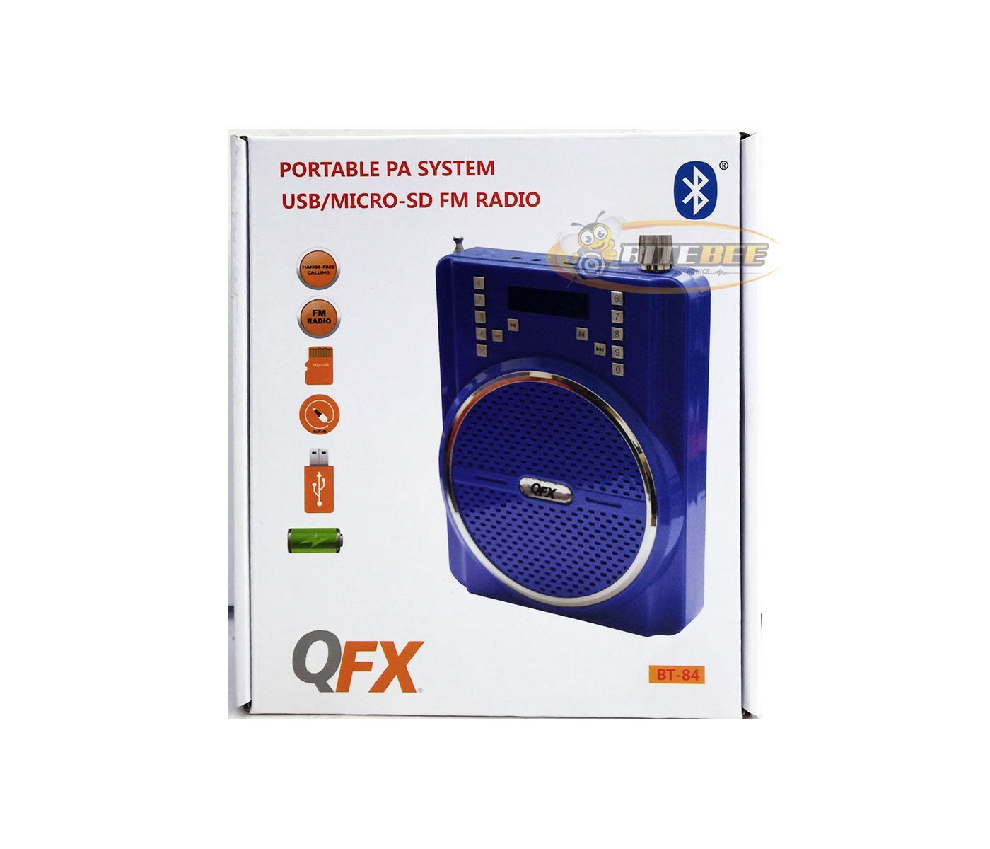 QFX BT84 Rechargeable PA System w/Bluetooth/USB/MicroSDIN/Headset Mic