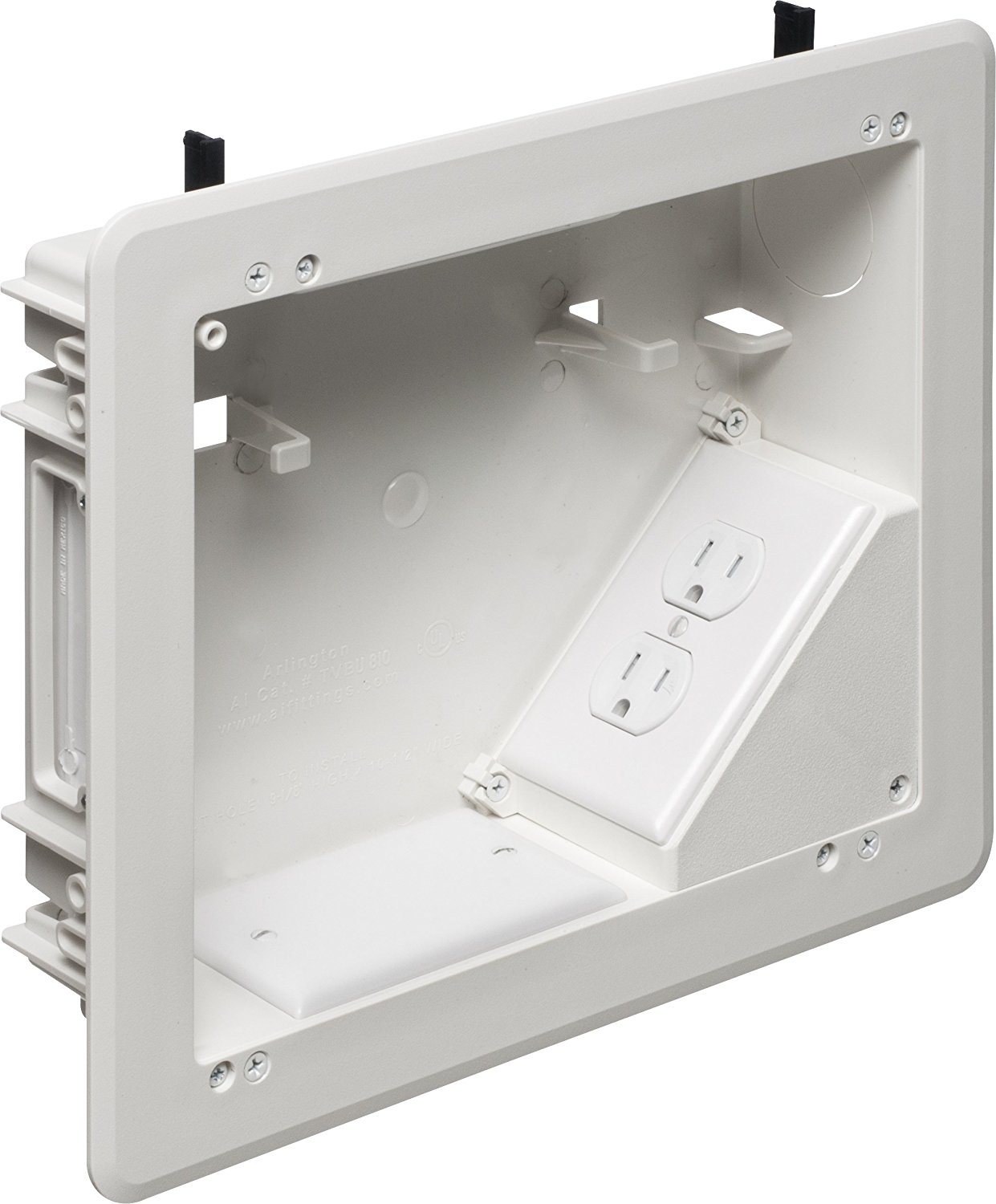 Arlington TVBU5051 TV Box Recessed Outlet Wall Plate Kit, 2Gang