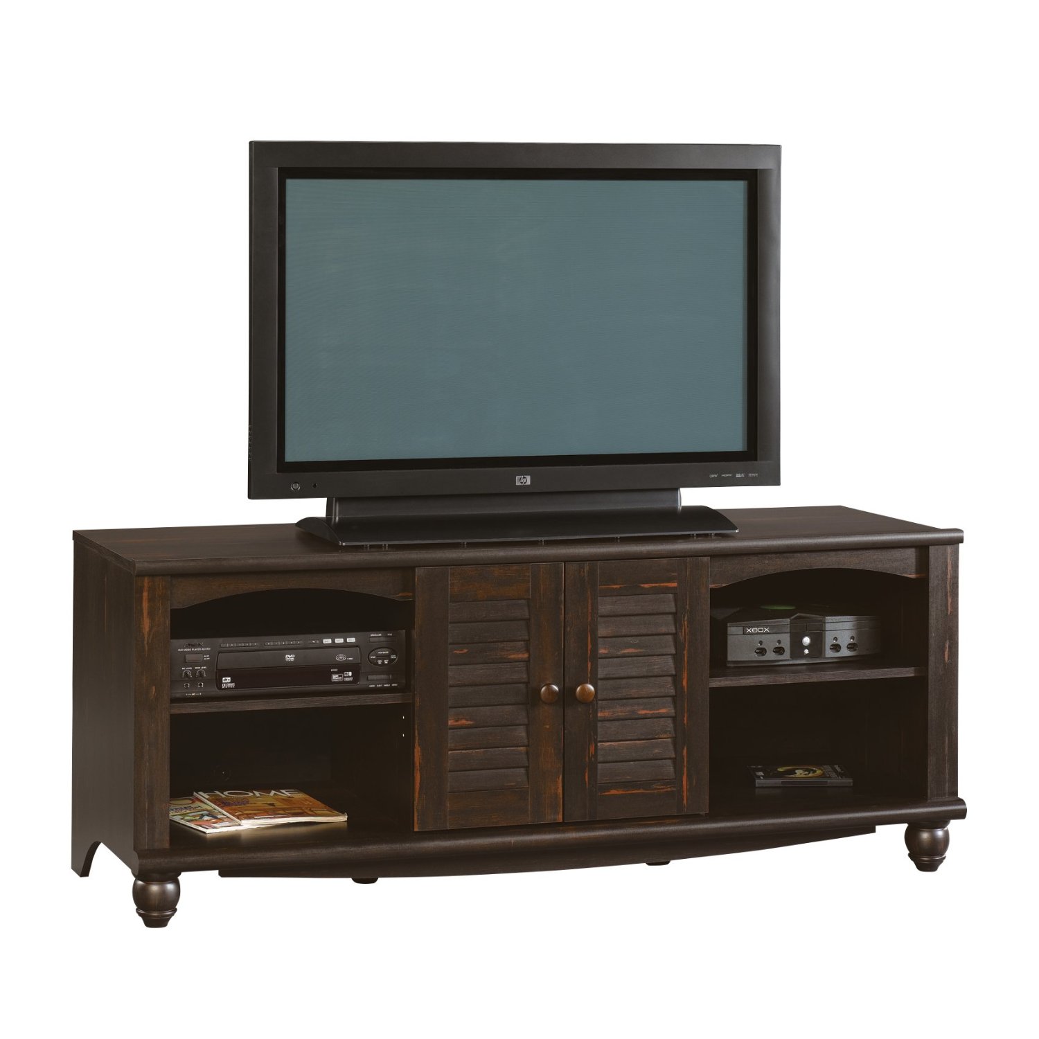 Sauder Harbor View Entertainment Credenza, Antiqued White Finish N2