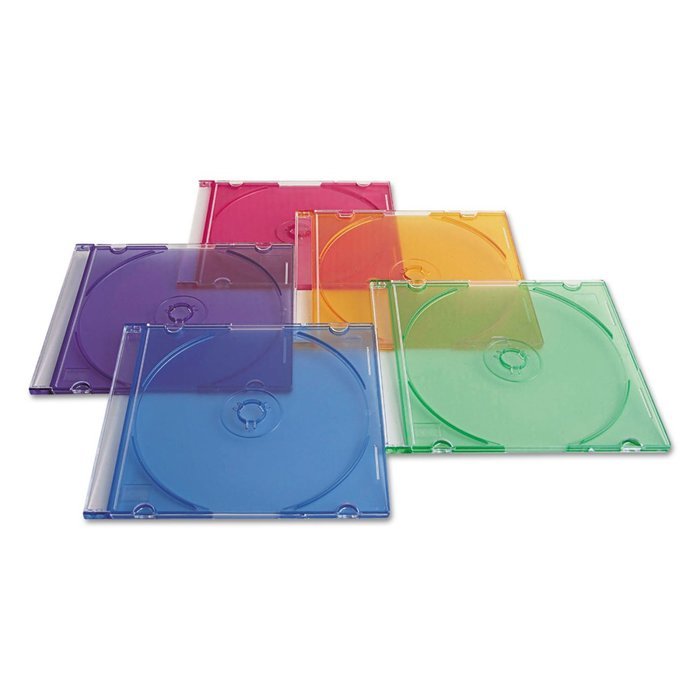 Verbatim Slim CD and DVD Storage Cases 50 Pack 5 Assorted Colors