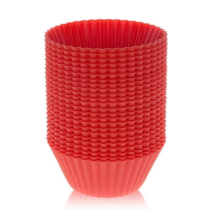 LAVAVIDA Silicone Cupcake Liners Red, 24 Pack Muffin Holders, Resuable