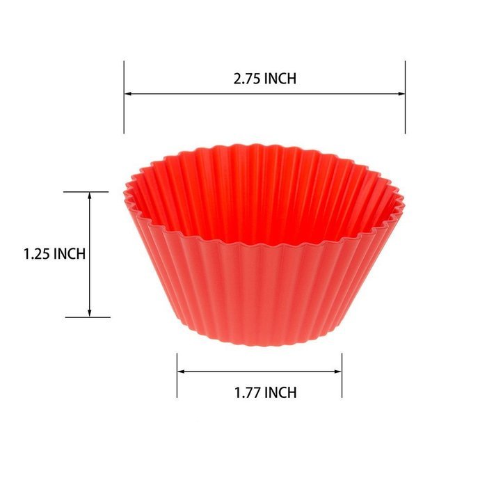 LAVAVIDA Silicone Cupcake Liners Red, 24 Pack Muffin Holders, Resuable