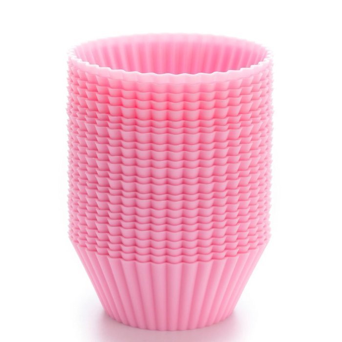 LAVAVIDA Silicone Cupcake Liners Red, 24 Pack Muffin Holders, Resuable