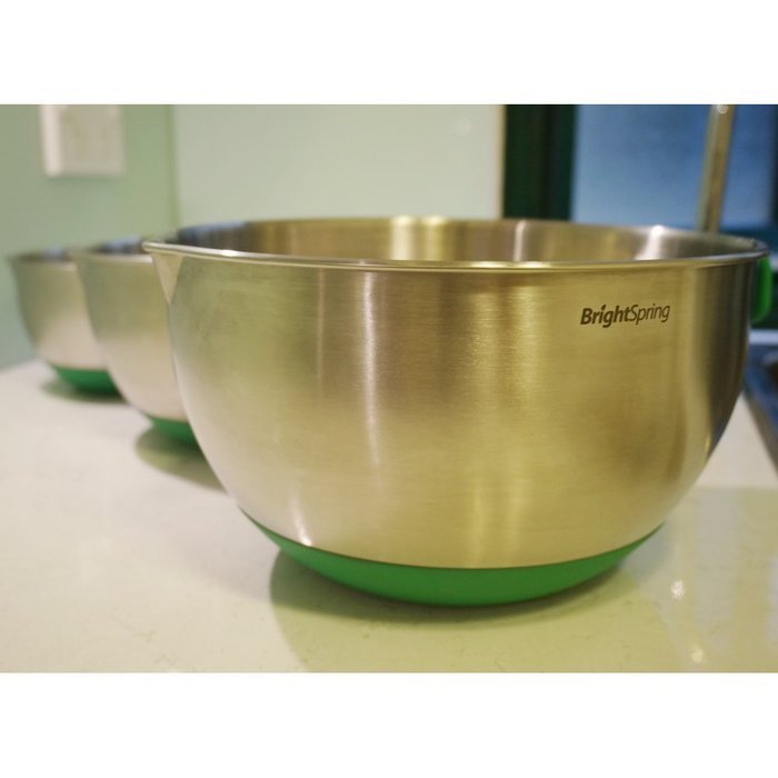 BrightSpring Mixing Bowls 3piece Stainless Steel Set Rubber Bottom