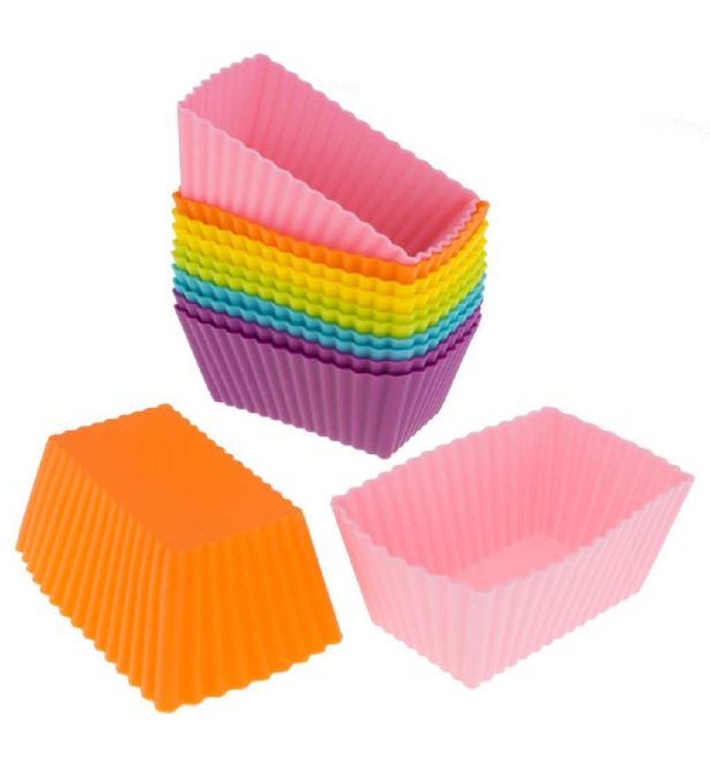 Mikey Store 12Pack, Silicone Baking Cups, Cupcake Cases, Reusable