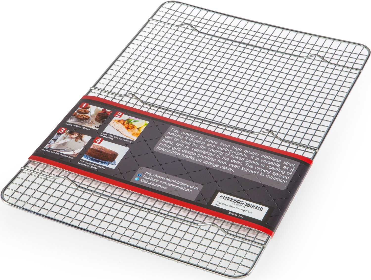 AbsoluteBake Cooling Rack Stainless Steel Oven and Dishwasher Safe Fits