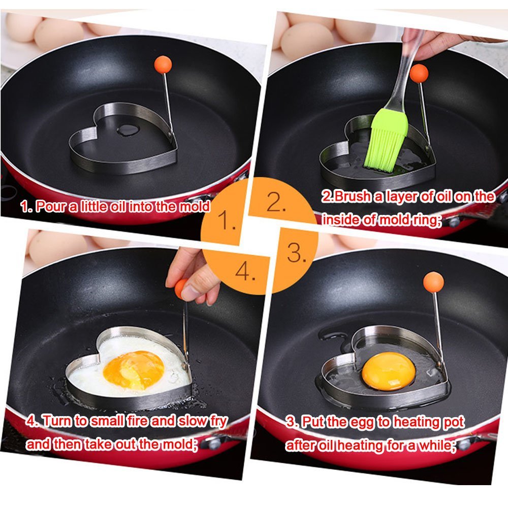 Guestway Egg Pancake Ring Molds Kitchen Cooking Tool Safe Stainless