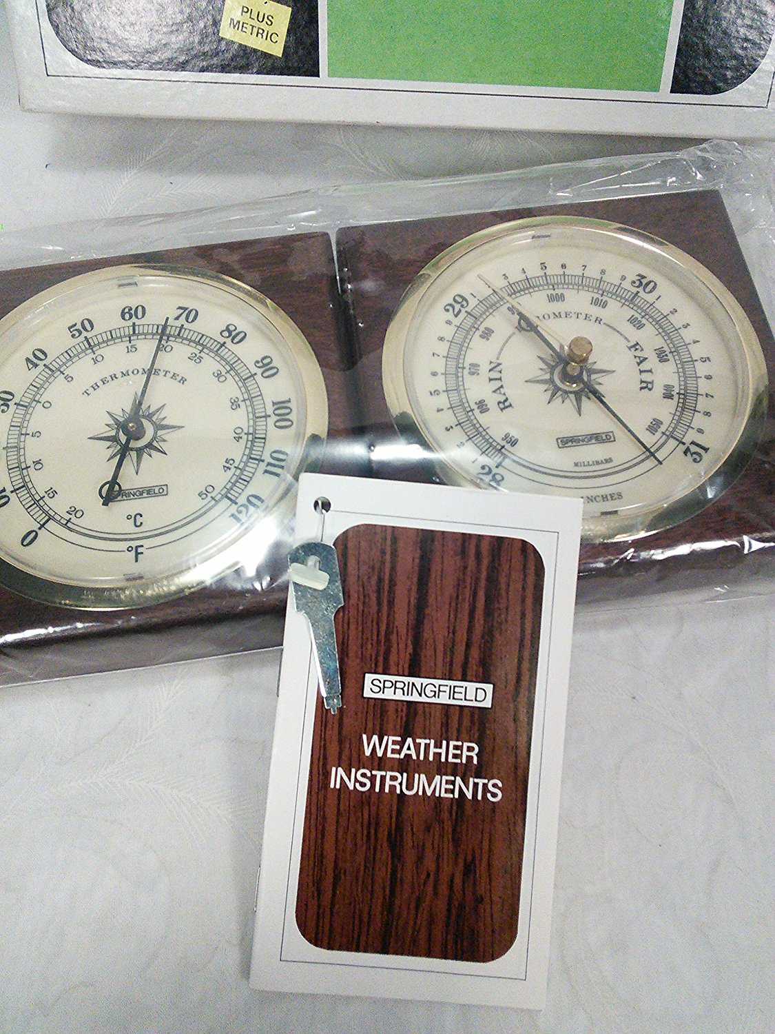 Vintage Springfield Haddonfield Weather Duo For Desk or Wall