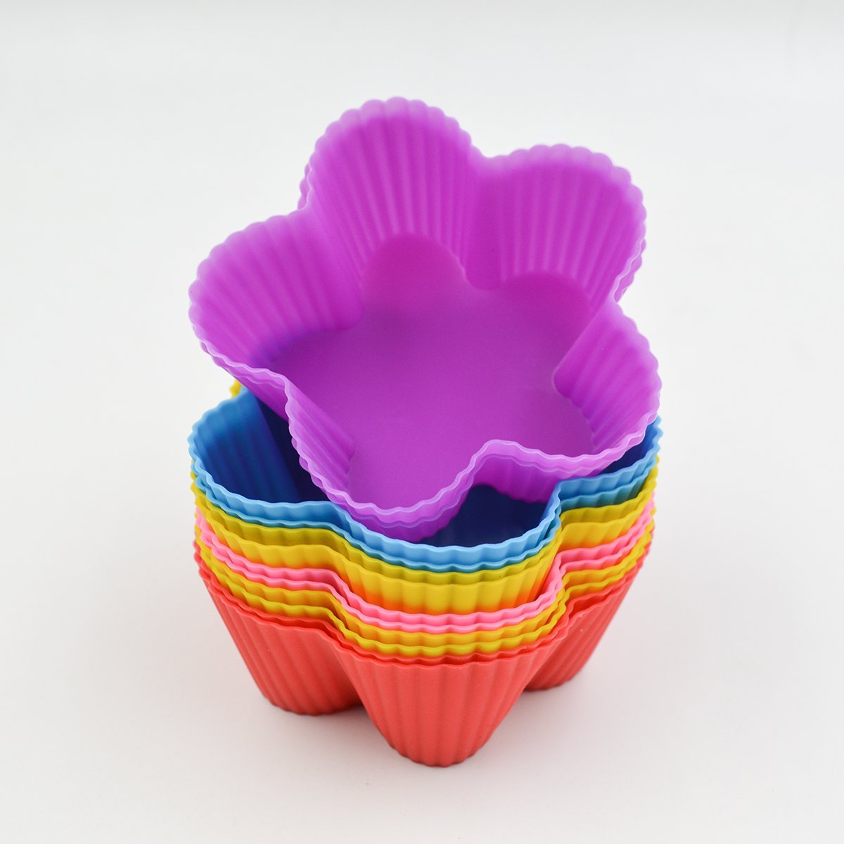 Hippih Silicone Baking Cup Reusable Cupcake Liners,Food Grade Muffin Cups(Heart molds,24 Packs