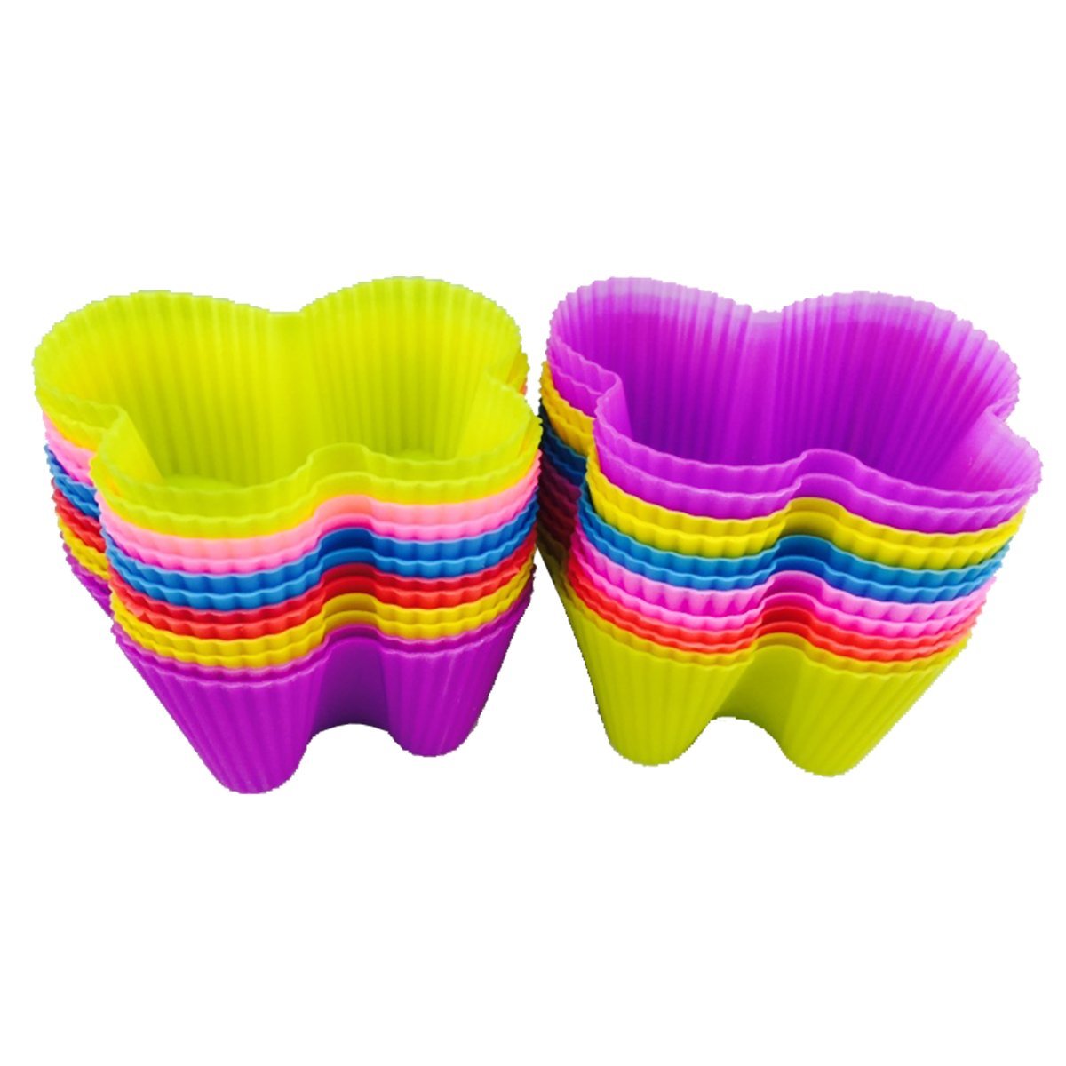 Hippih Silicone Baking Cup Reusable Cupcake Liners,Food Grade Muffin Cups(Heart molds,24 Packs