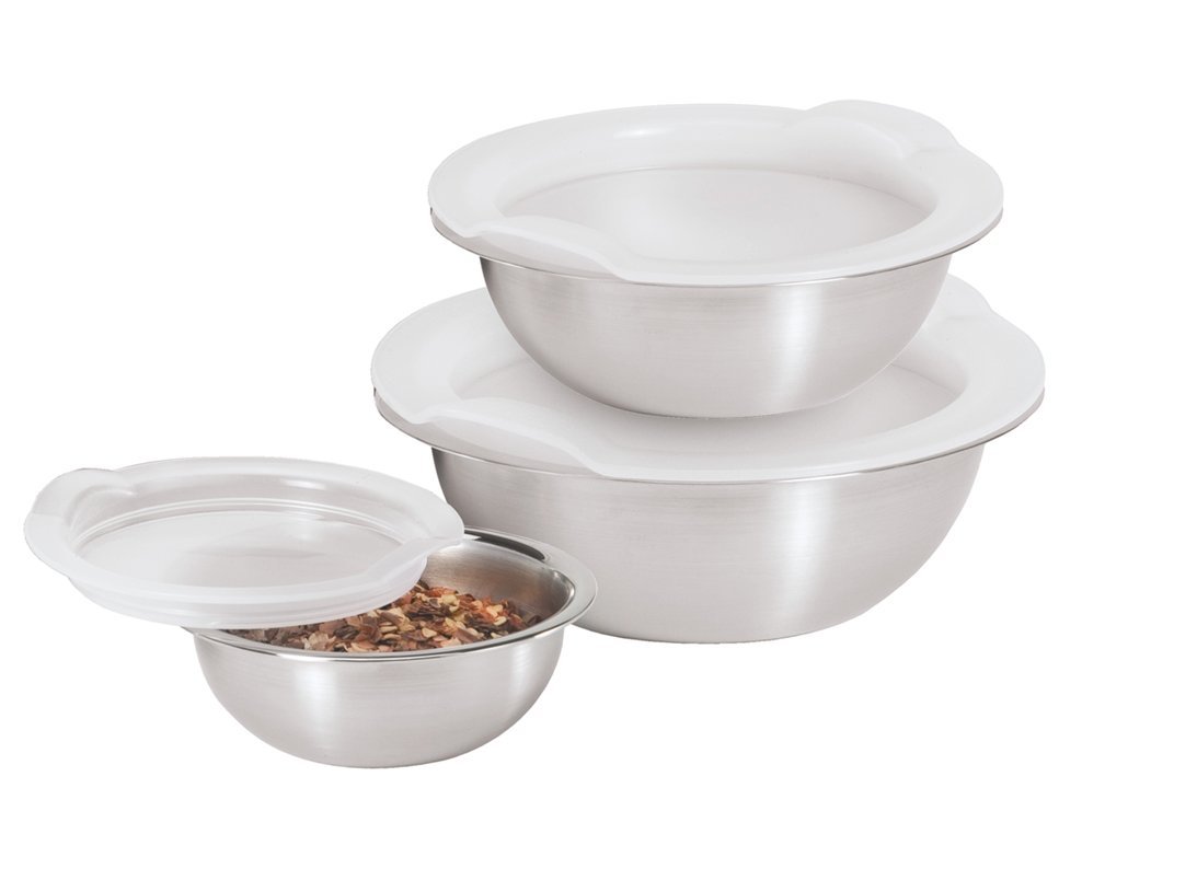 Oggi Stainless Steel Pinch Bowls with Airtight Lids, Individual Sizes
