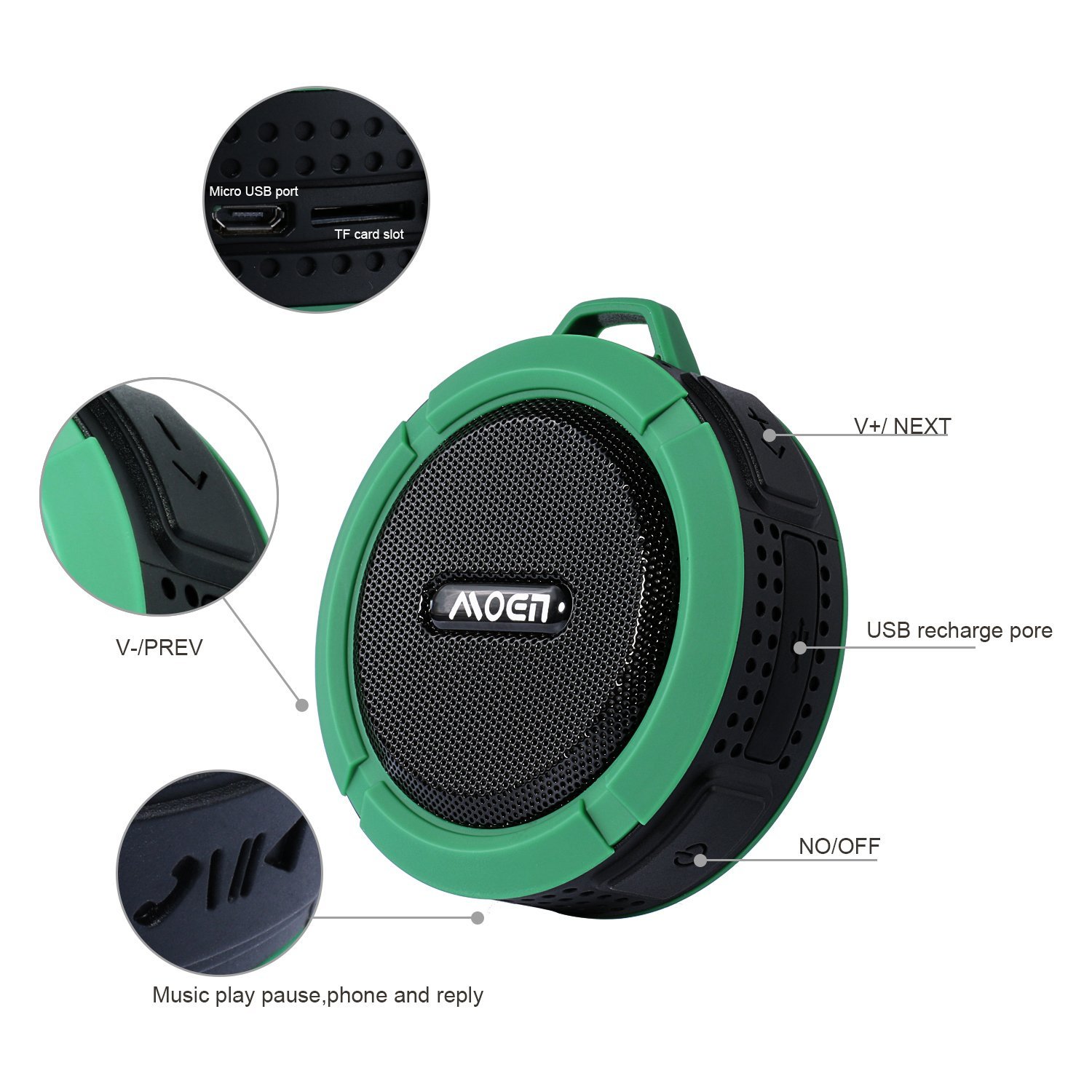 [Outdoor&Shower Speaker ] Moen Waterproof Portable Wireless Bluetooth Speaker 5W Driver Builtin