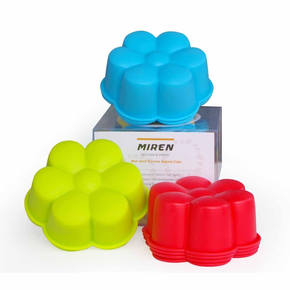MIREN 12 Pack Reusable Nonstick Jumbo Premium Silicone Baking Cups