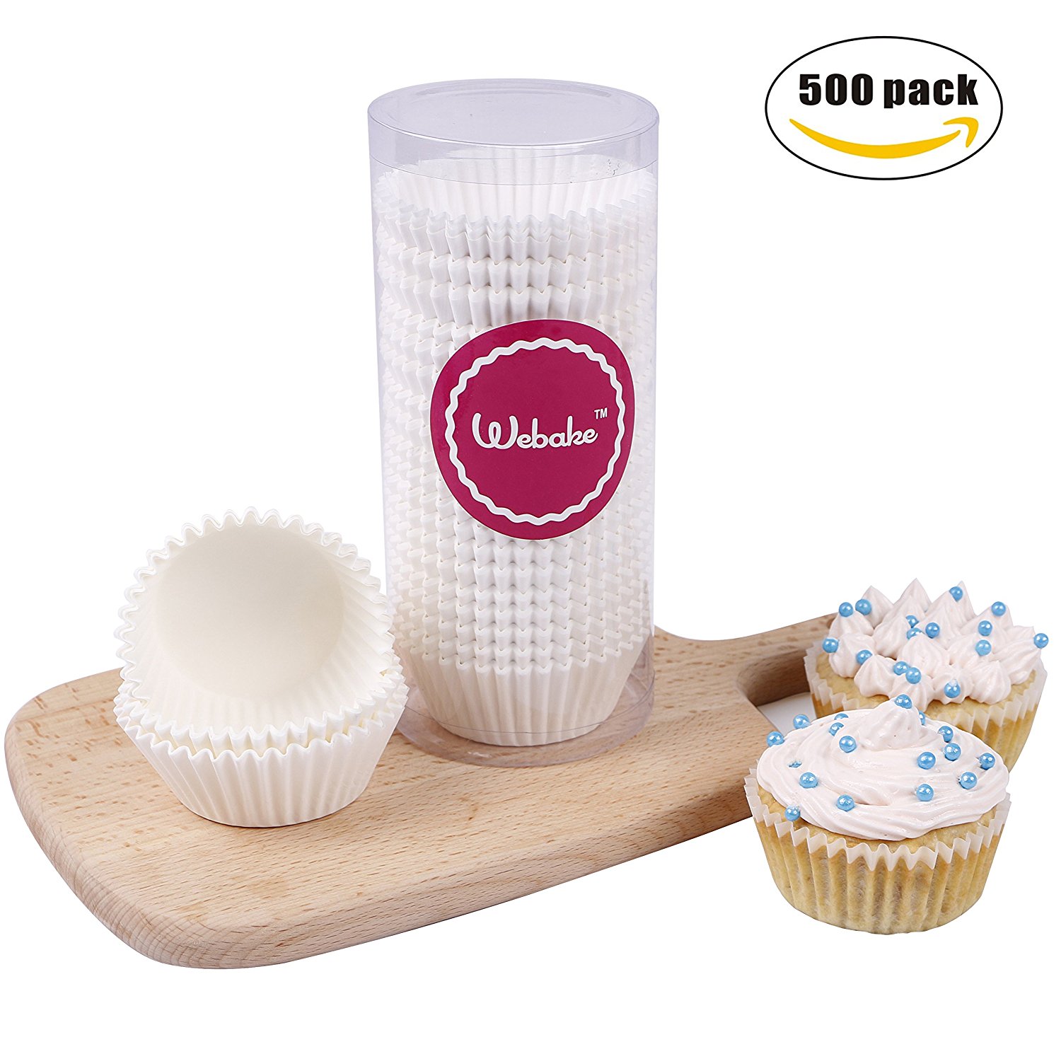 ake 500 Count Standard Size White Paper Cupcake Liners, Baking Cups