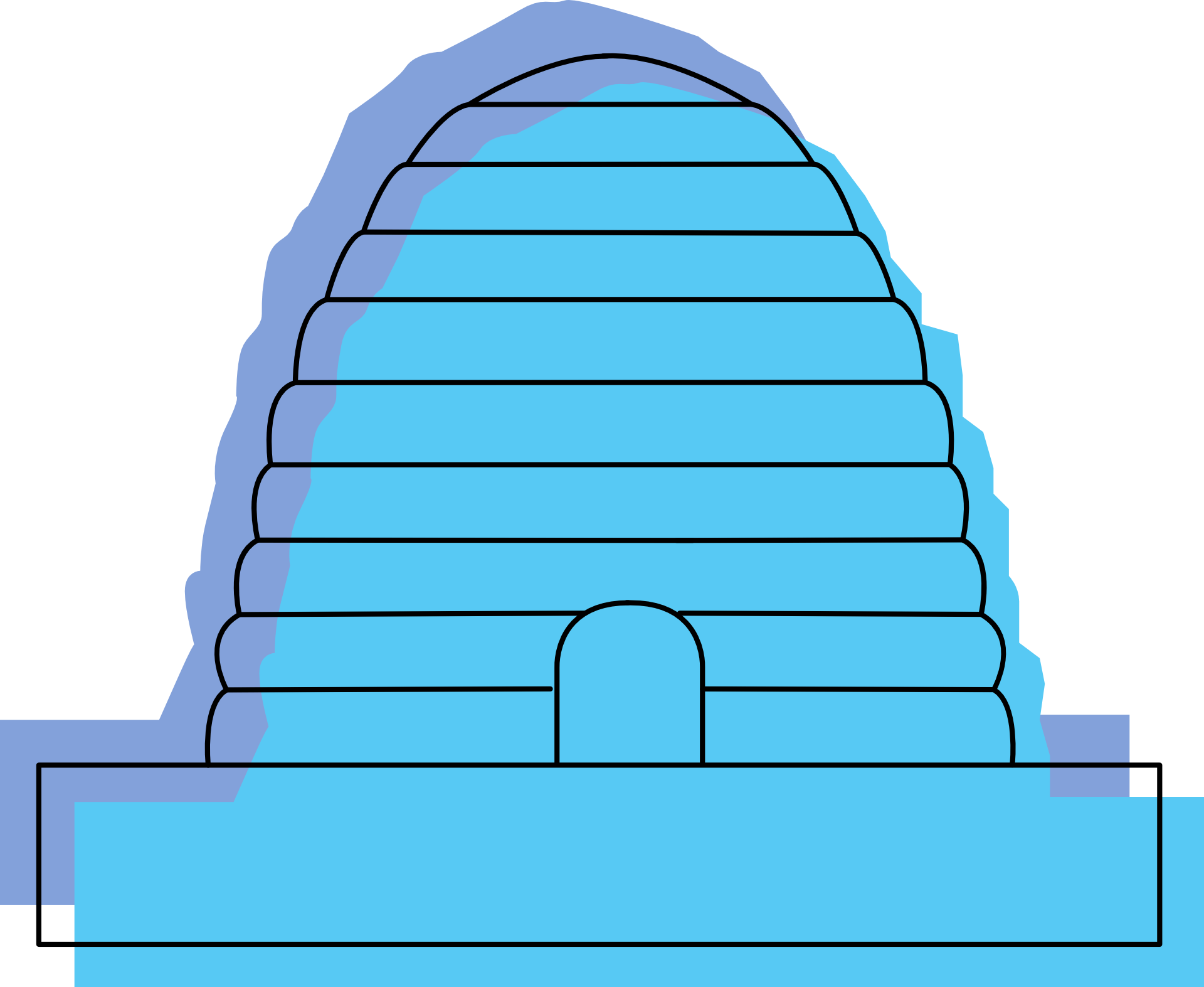 Drawn blue beehive free image download