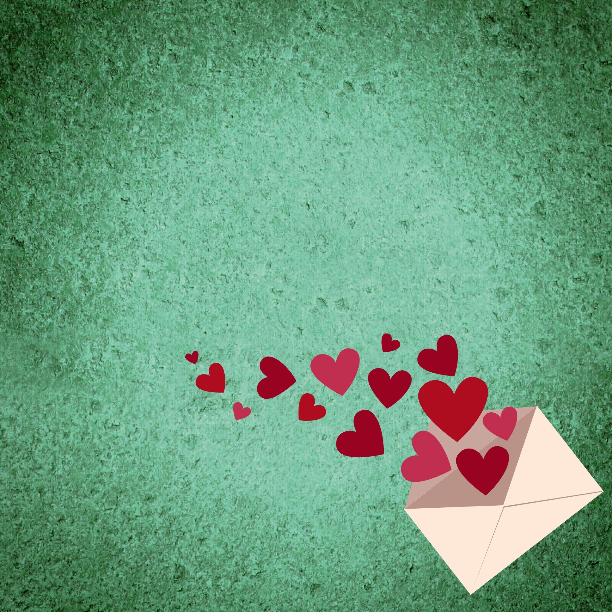 Letter with hearts on a green background free image download