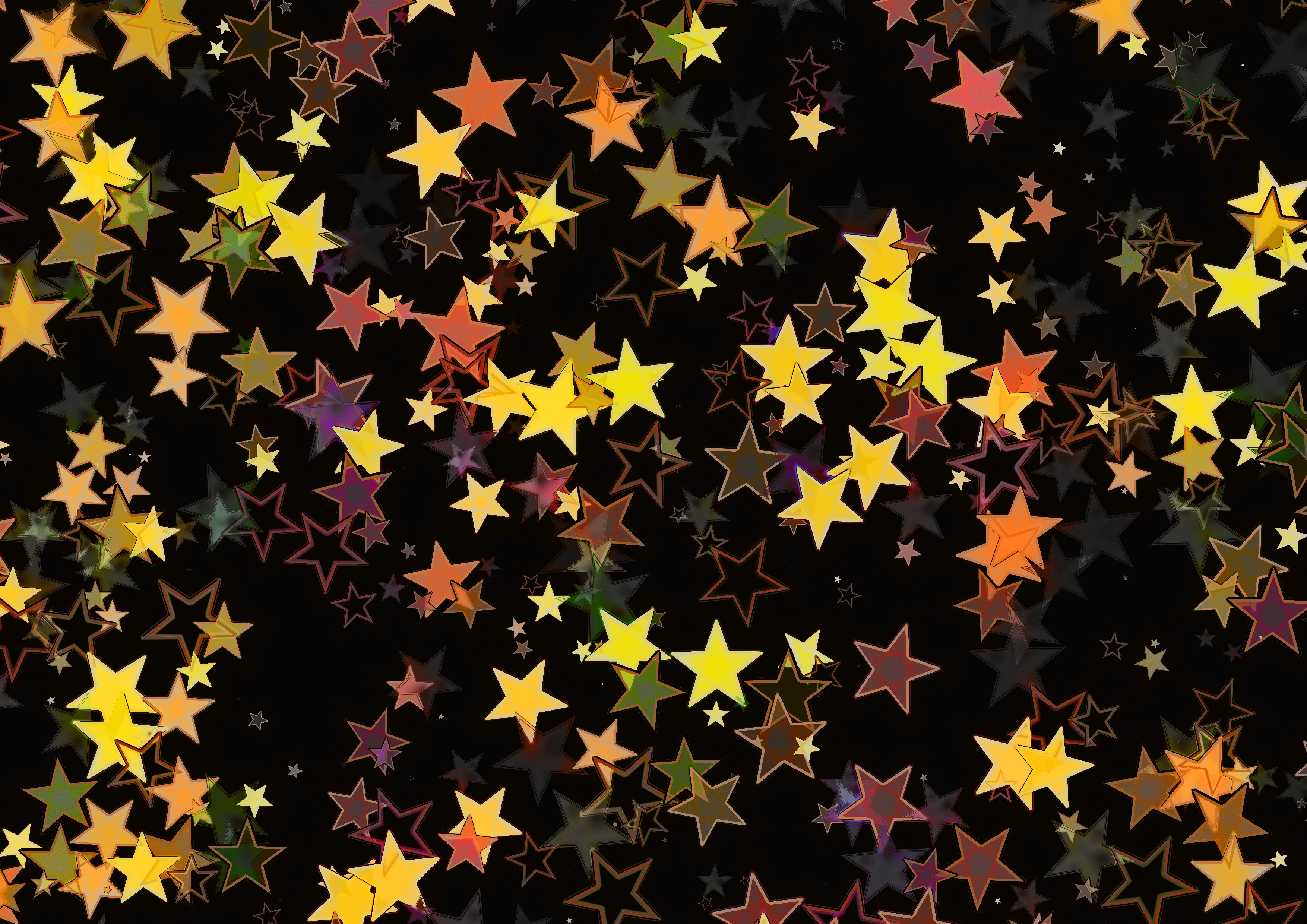 Colorful stars on the black background free image download