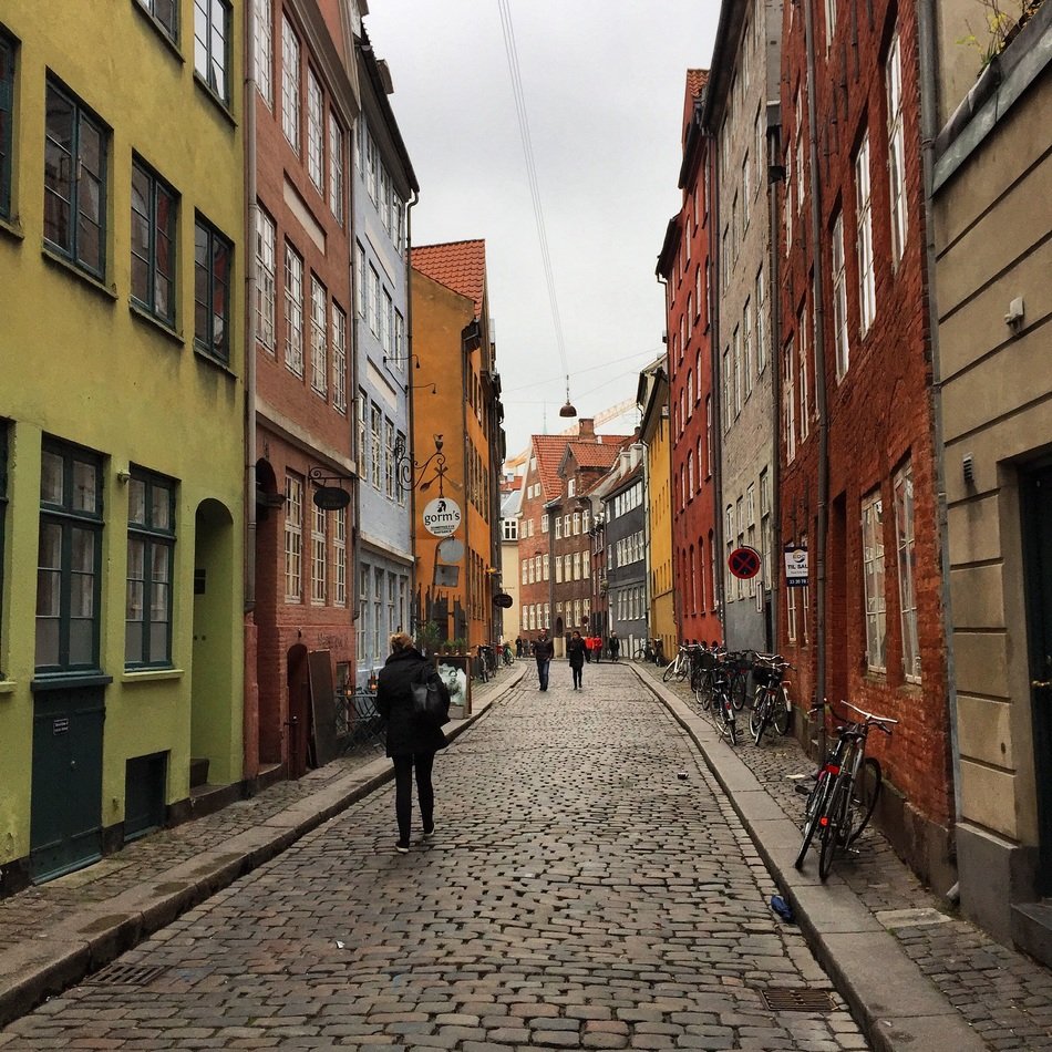 Historical pedestrian street, denmark, copenhagen free image download