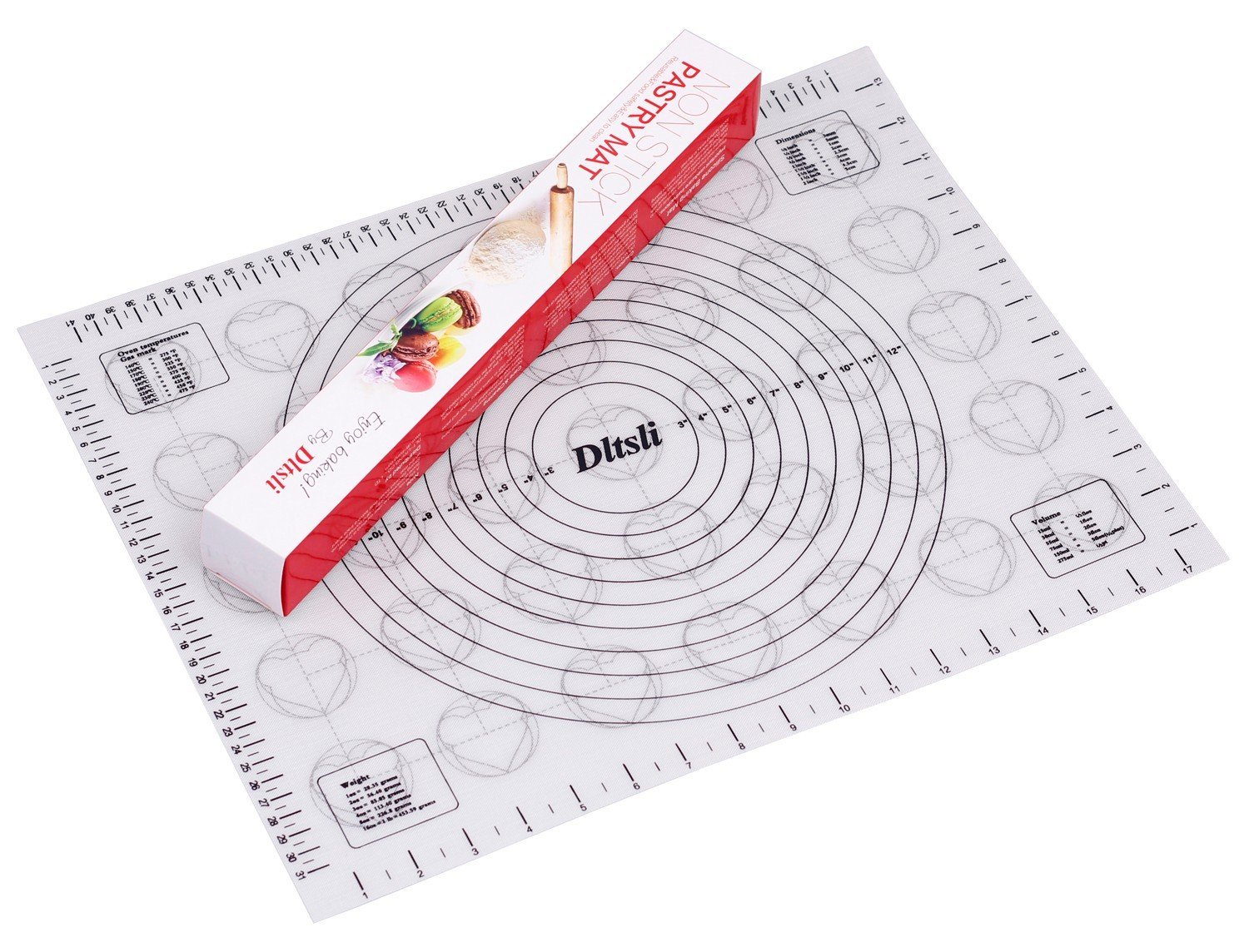 Large Dltsli Professional Silicone Baking Mat with Measurements, Non