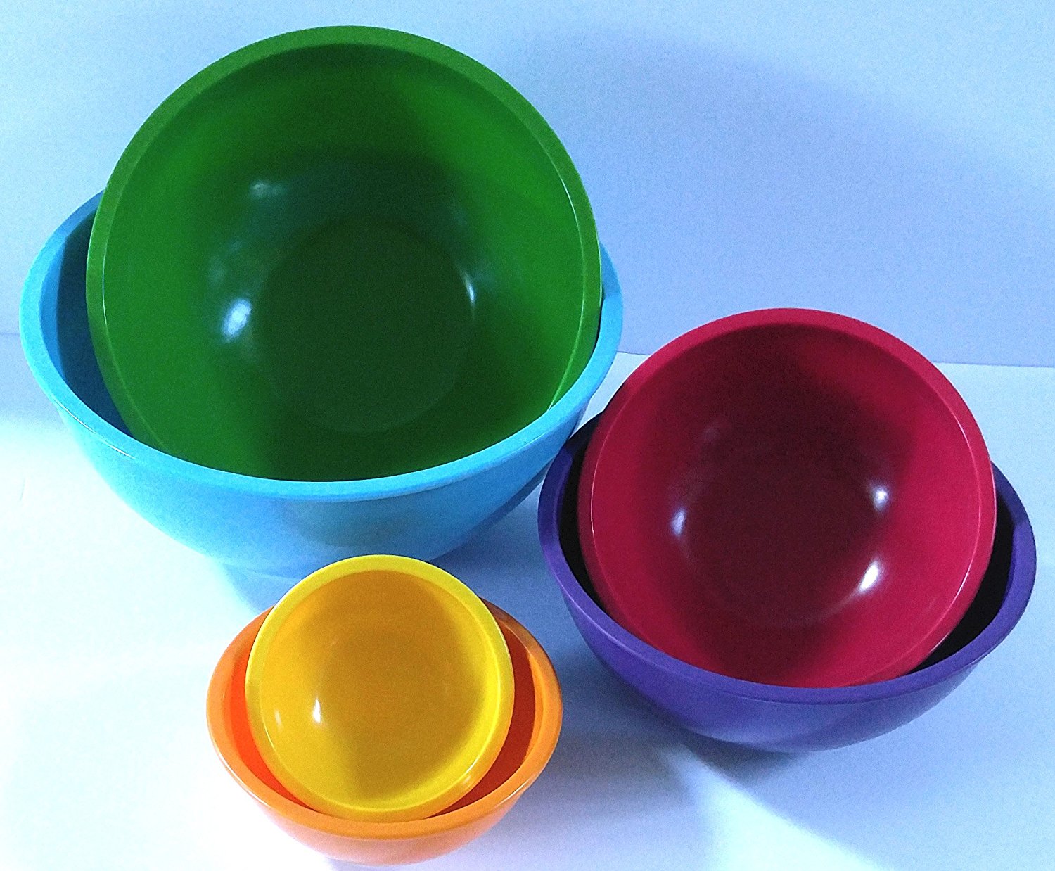Set of 6 Gourmet Home Products Brand Bold Colored Nesting Mixing Bowls