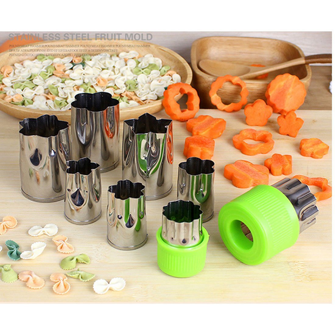 Uxcell Vegetable Cutter Shapes Set (8 Piece) Mini Cookie Cutters