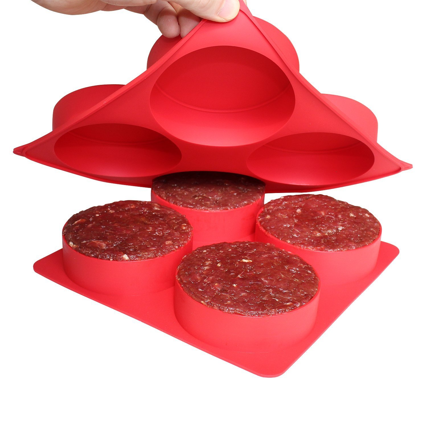 Silicone Burger Master 4 in 1 Stuffed Burger Press Patty Maker Nonstick Freezer Storage
