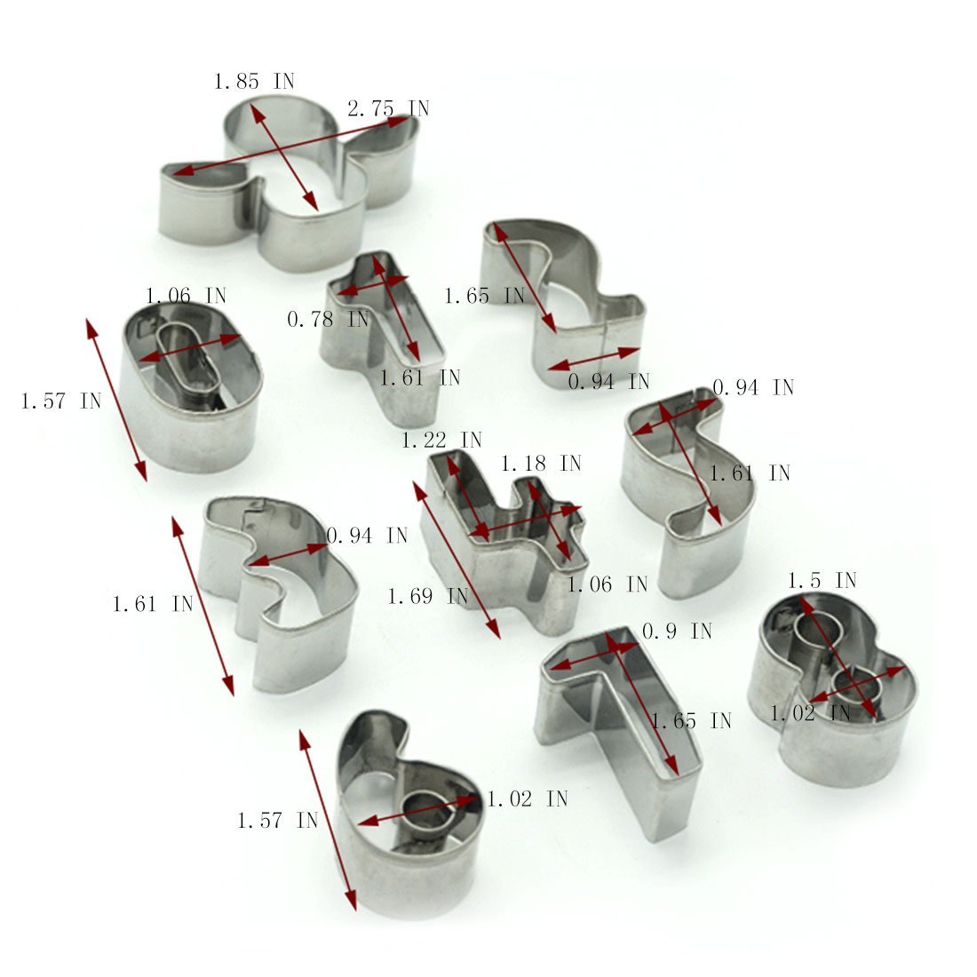 Number Cookie Cutter Set, 10 Pcs Stainless Steel Cookie Cutter Mold