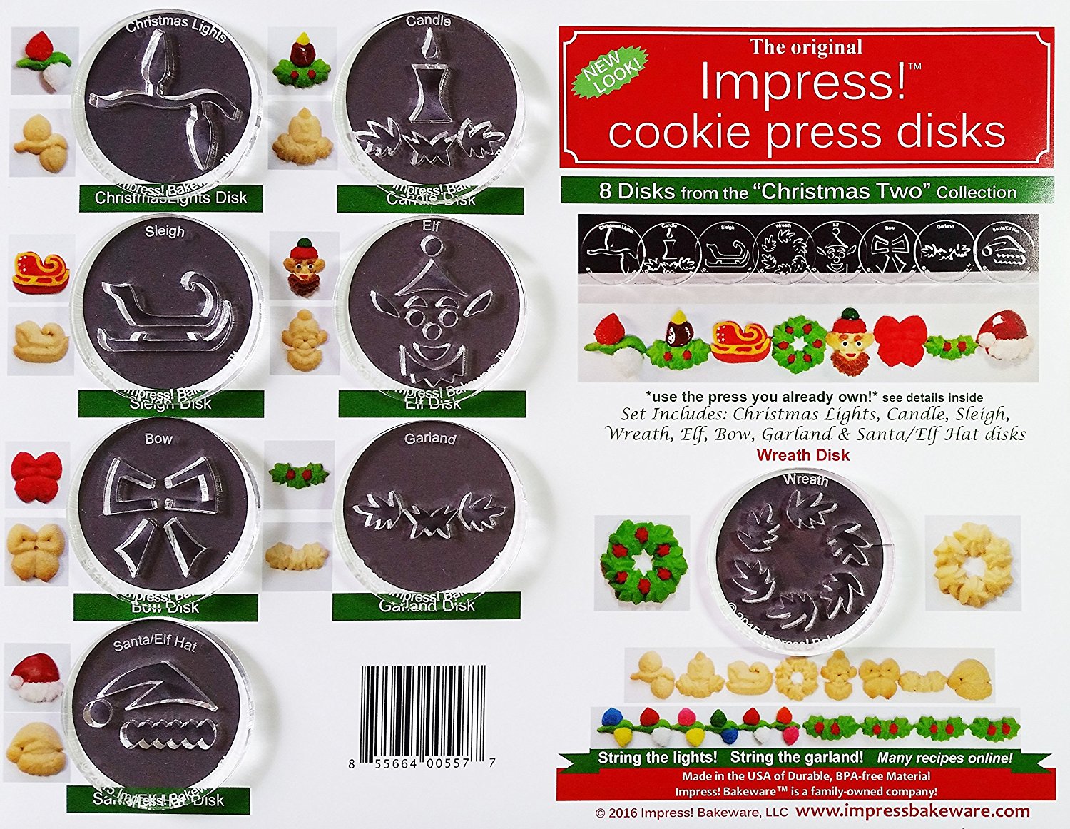 Christmas Two 8 Disk Set for Cookie Presses (SIZE M disks for presses