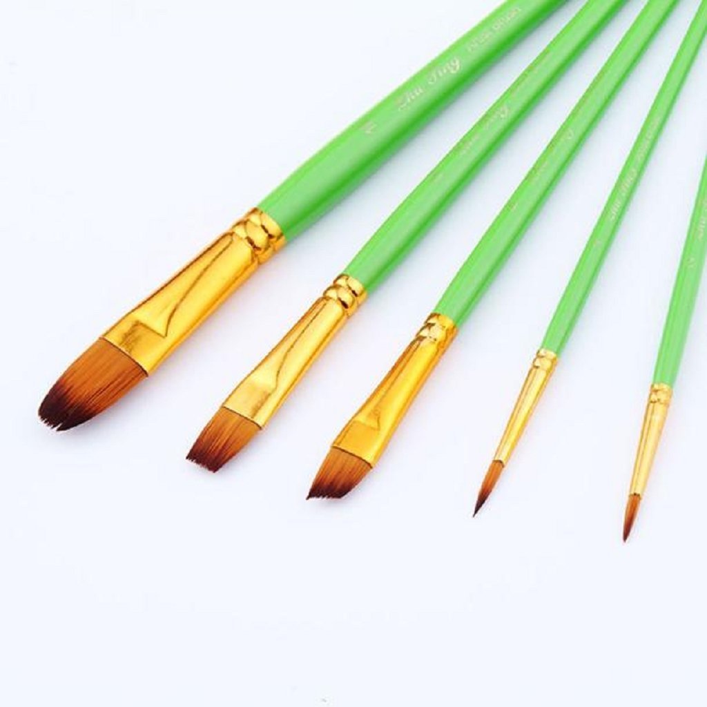 Mikey Store 5pcs Art Paint Brush Set for Watercolor Professional Paint