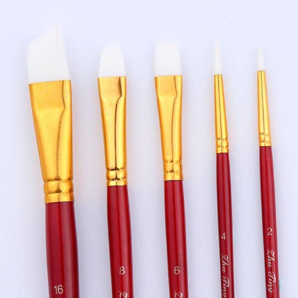Mikey Store 5pcs Art Paint Brush Set for Watercolor Professional Paint