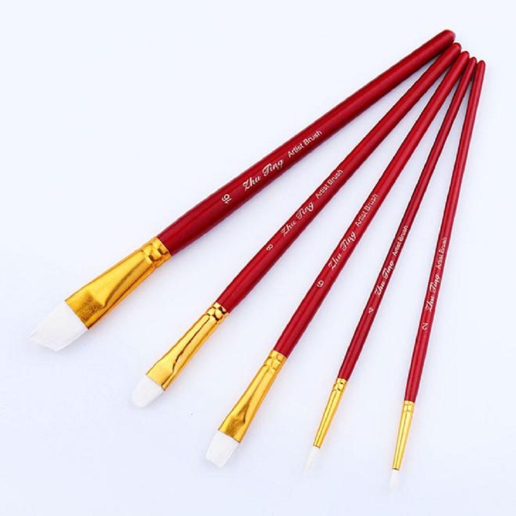 Mikey Store 5pcs Art Paint Brush Set for Watercolor Professional Paint