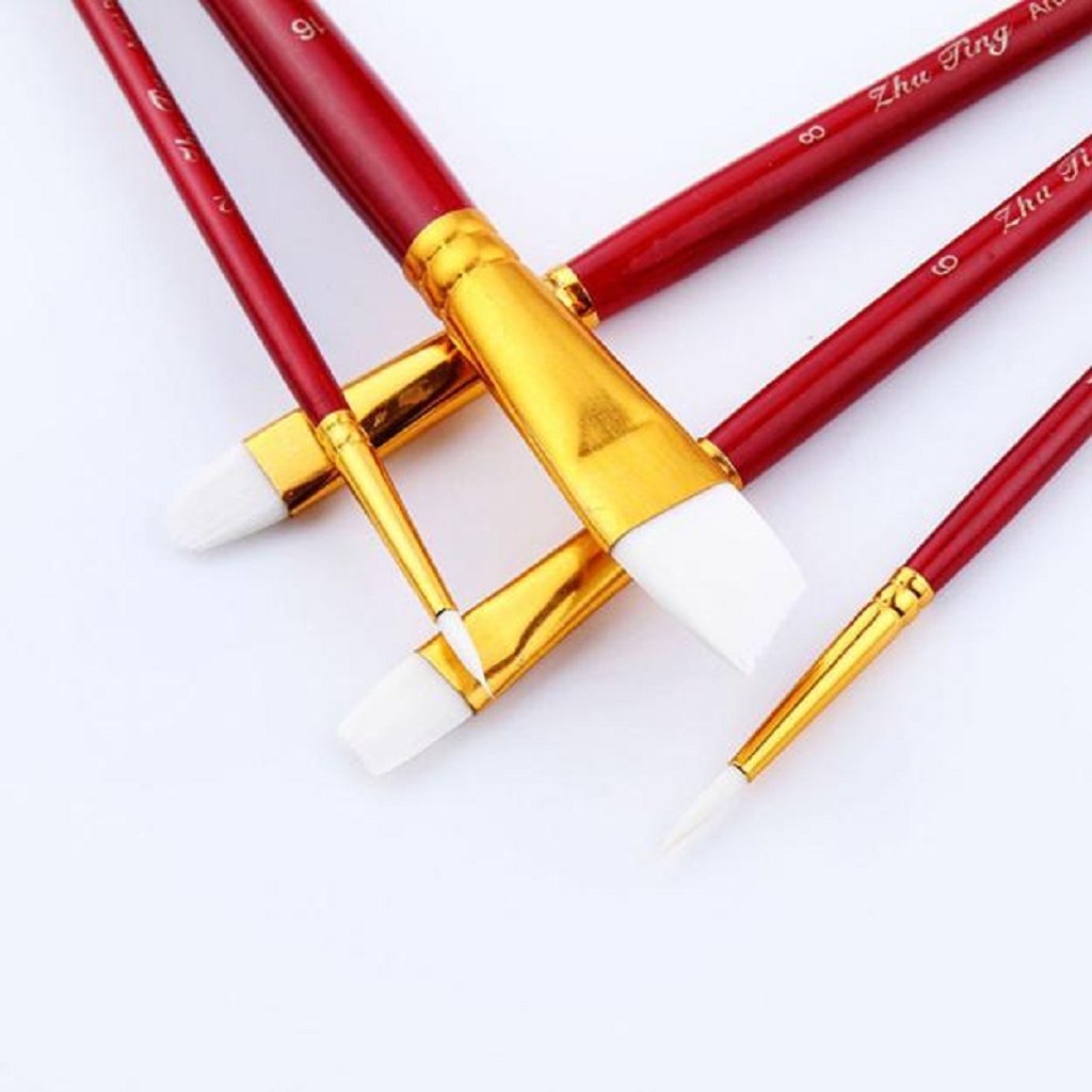 Mikey Store 5pcs Art Paint Brush Set for Watercolor Professional Paint