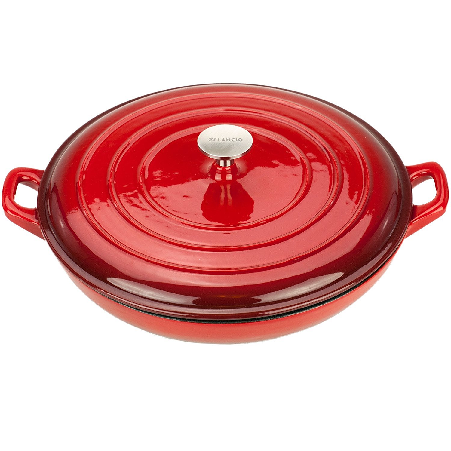 Zelancio 3 Quart Cast Iron Enamel Covered Casserole Cooking Dish