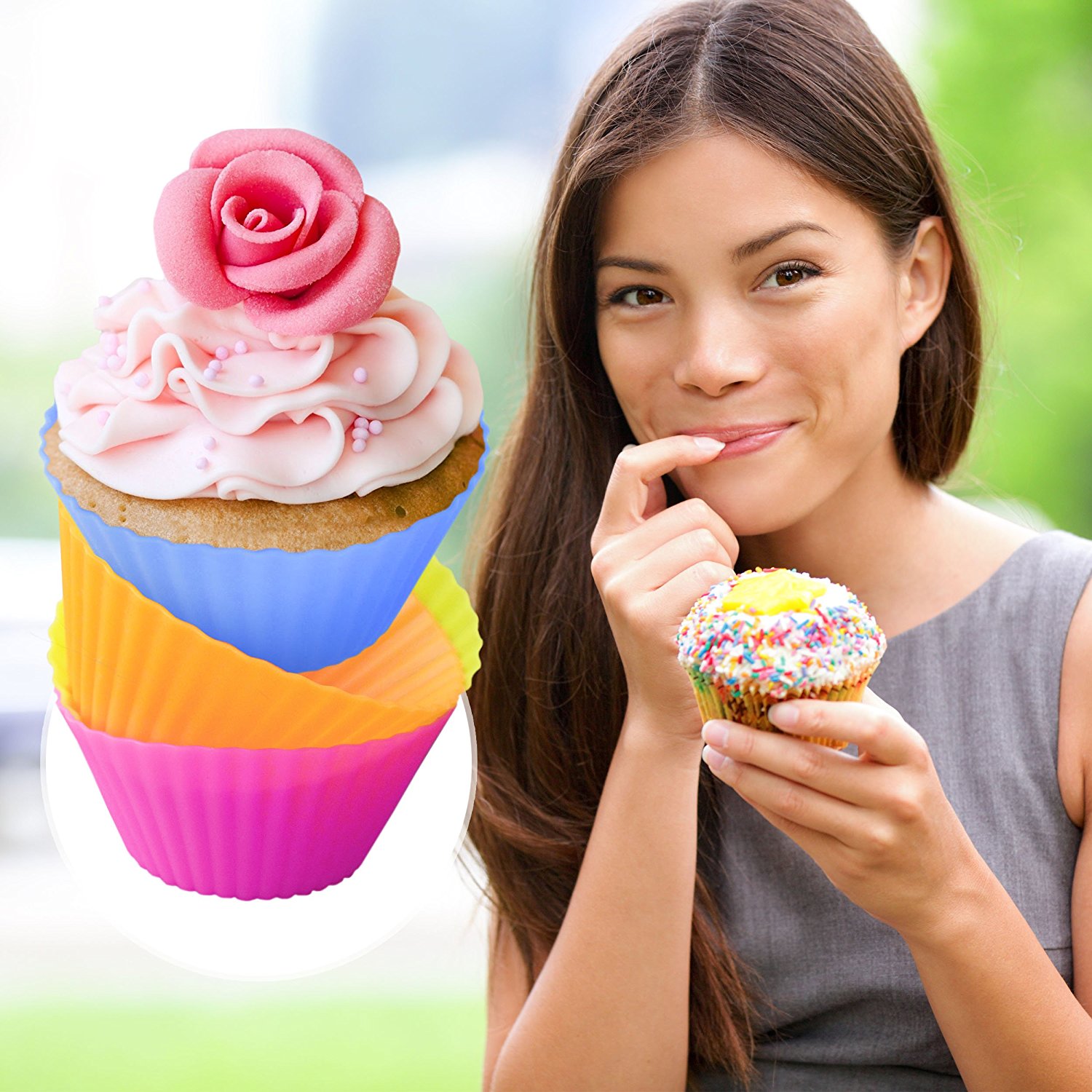 SafeGadgets Silicone Cupcake Liners. Pack of 12 NonStick Muffin Baking