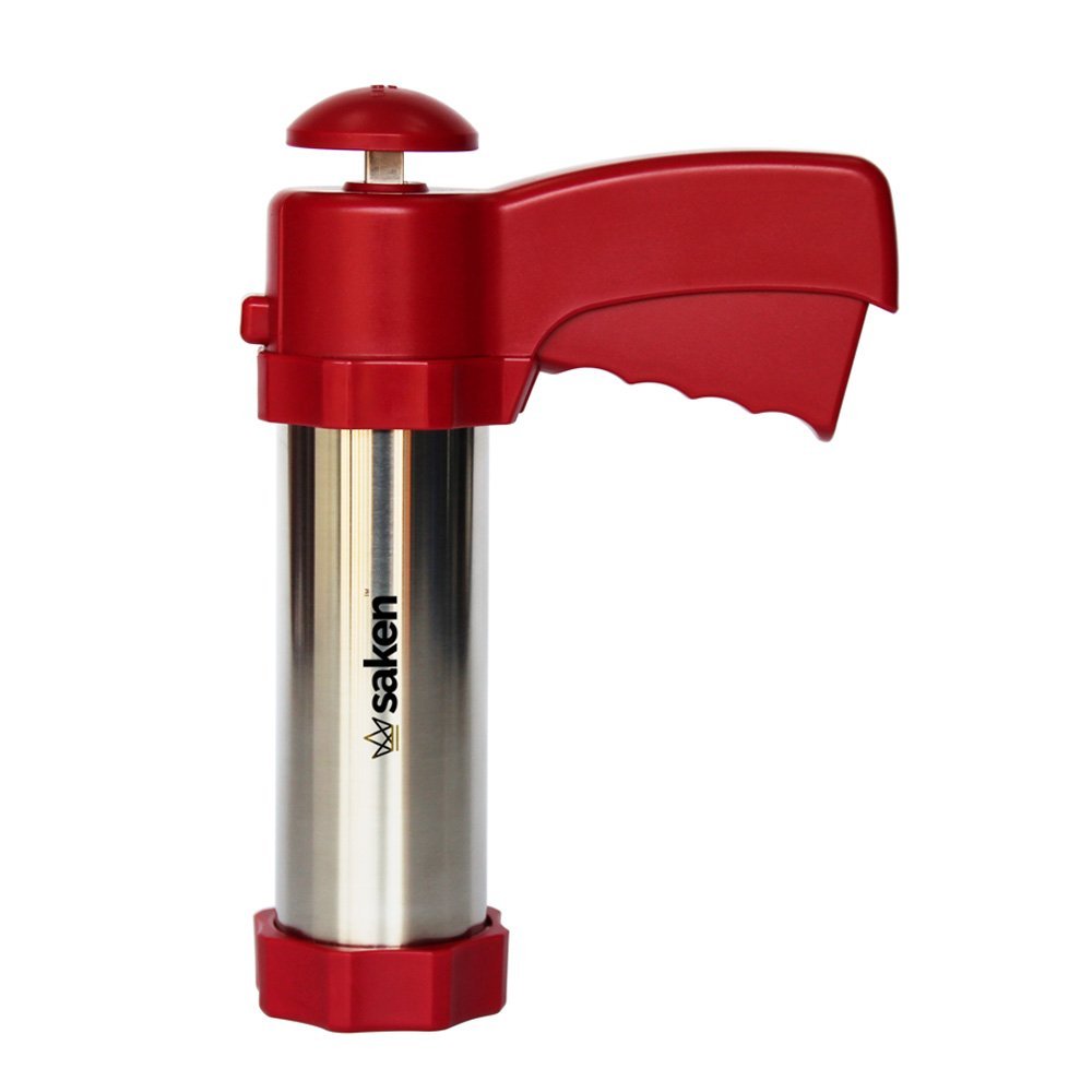 Saken Stainless Steel Cookie Press Gun Set with Plastic EasyGrip