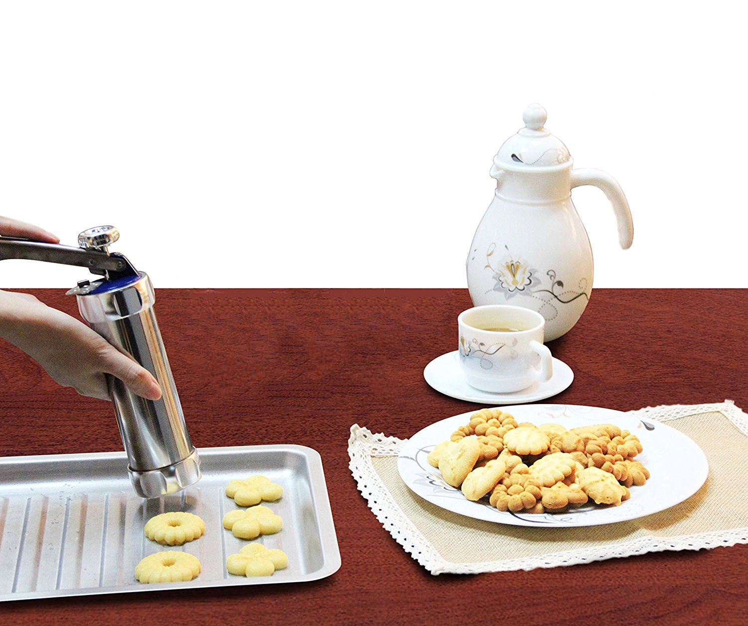 Saken Stainless Steel Cookie Press Gun Set with Plastic EasyGrip