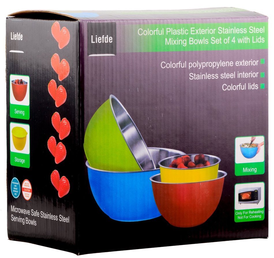 Stainless Steel Mixing Bowls, Kitchen Dezire LiefDe Plastic Coated High