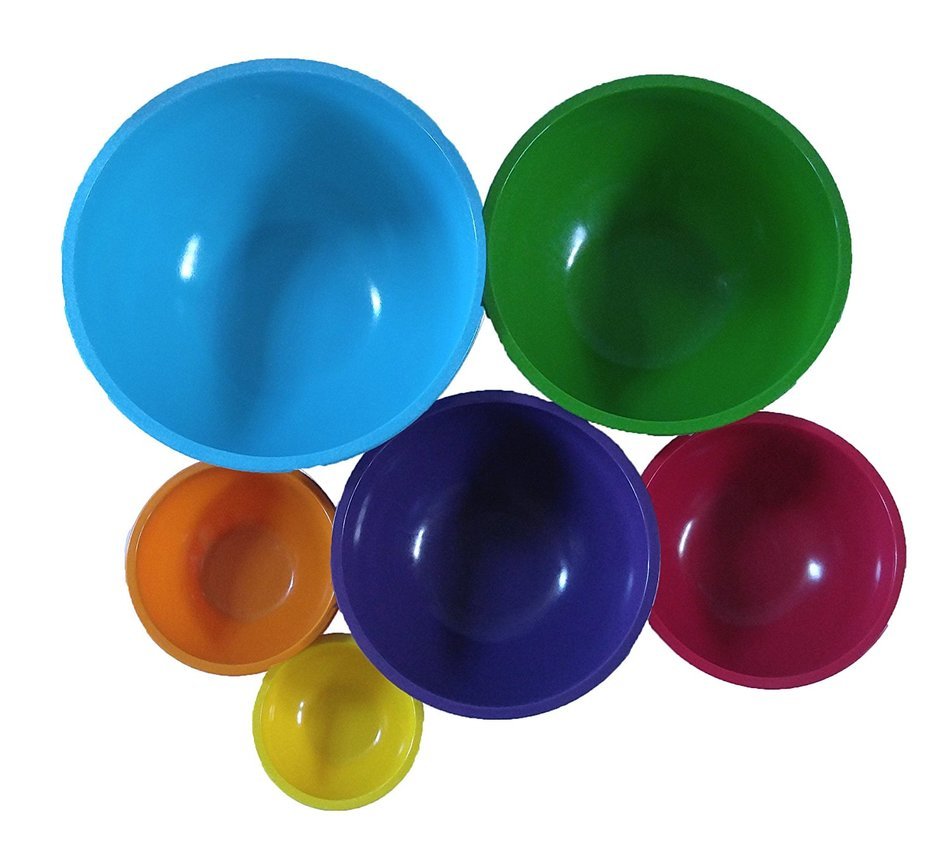 Set of 6 Gourmet Home Products Brand Bold Colored Nesting Mixing Bowls in 6 Different Sizes N2