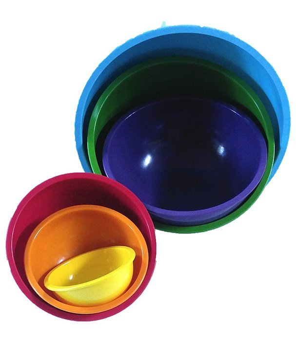 Set of 6 Gourmet Home Products Brand Bold Colored Nesting Mixing Bowls