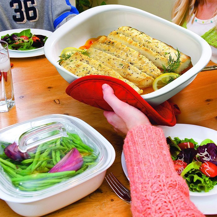 CorningWare SimplyLite 3Quart Oblong Baking Dish with Plastic Lid N5