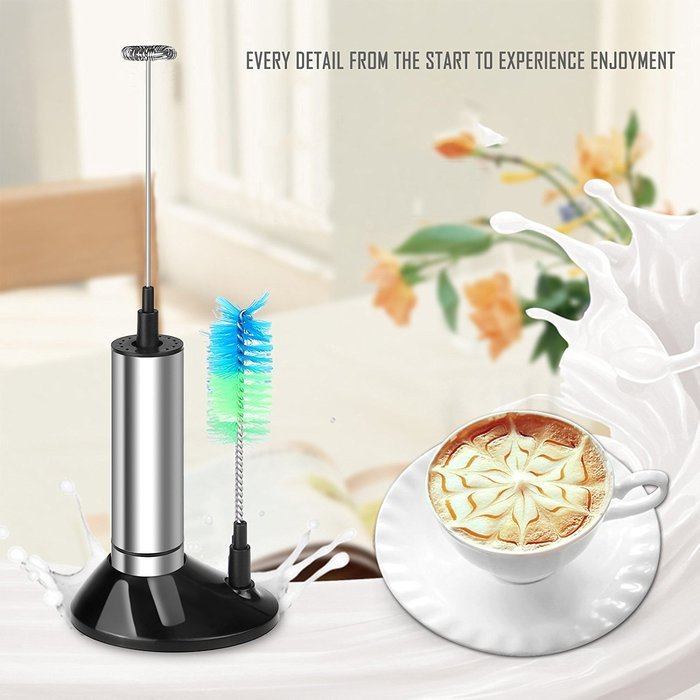 Powstro Handheld Electric Milk Frother,Stainless Steel Milk Frother