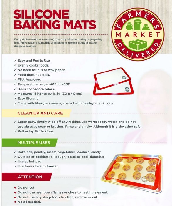 Silicone Baking Mats (2 Piece Set) Best Nonstick Professional Grade