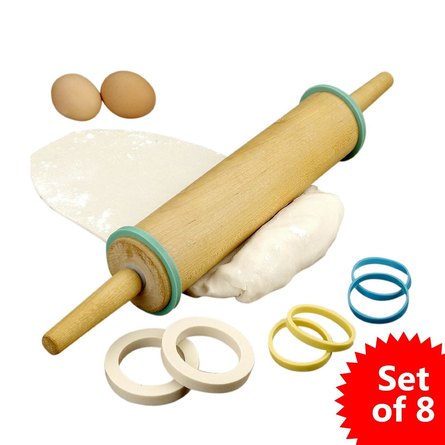 Hampton Direct Set of 8 Rubber Rolling Rings Baking Supplies 4 Different Sizes free image download