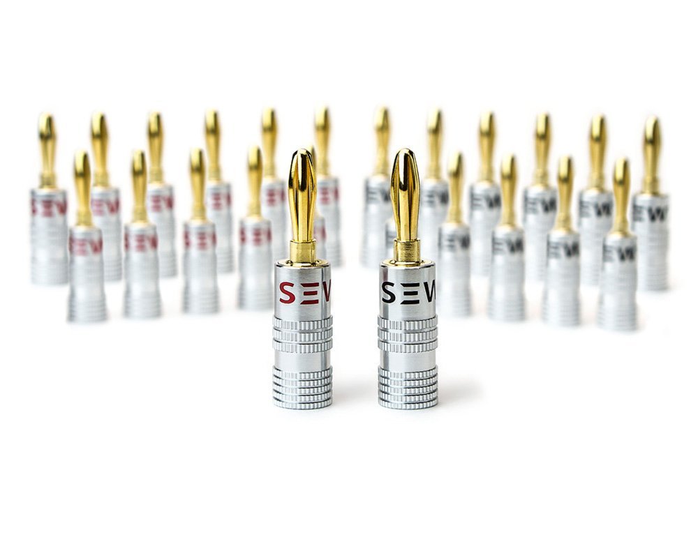 Sewell Silverback Banana Plugs, 24k Gold Dual Screw Lock Speaker
