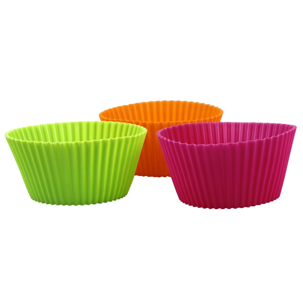 ake 12Pack 4.3inch Nonstick Jumbo Silicone Cupcake Liners, Baking