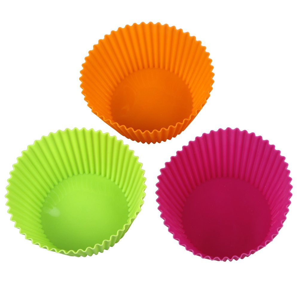 ake 12Pack 4.3inch Nonstick Jumbo Silicone Cupcake Liners, Baking