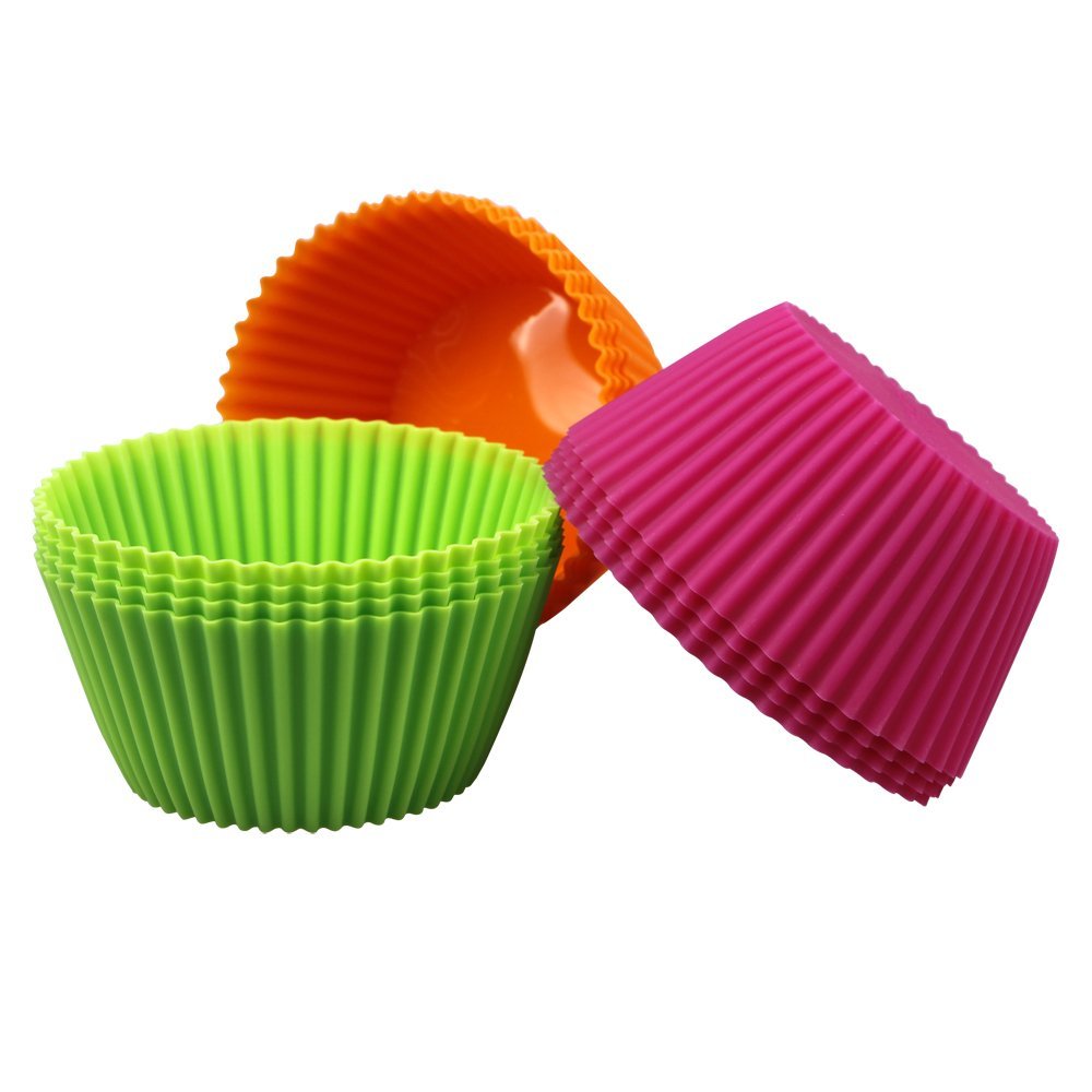 ake 12Pack 4.3inch Nonstick Jumbo Silicone Cupcake Liners, Baking