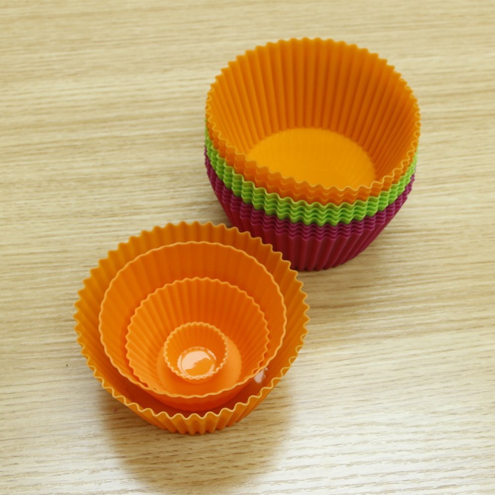 ake 12Pack 4.3inch Nonstick Jumbo Silicone Cupcake Liners, Baking