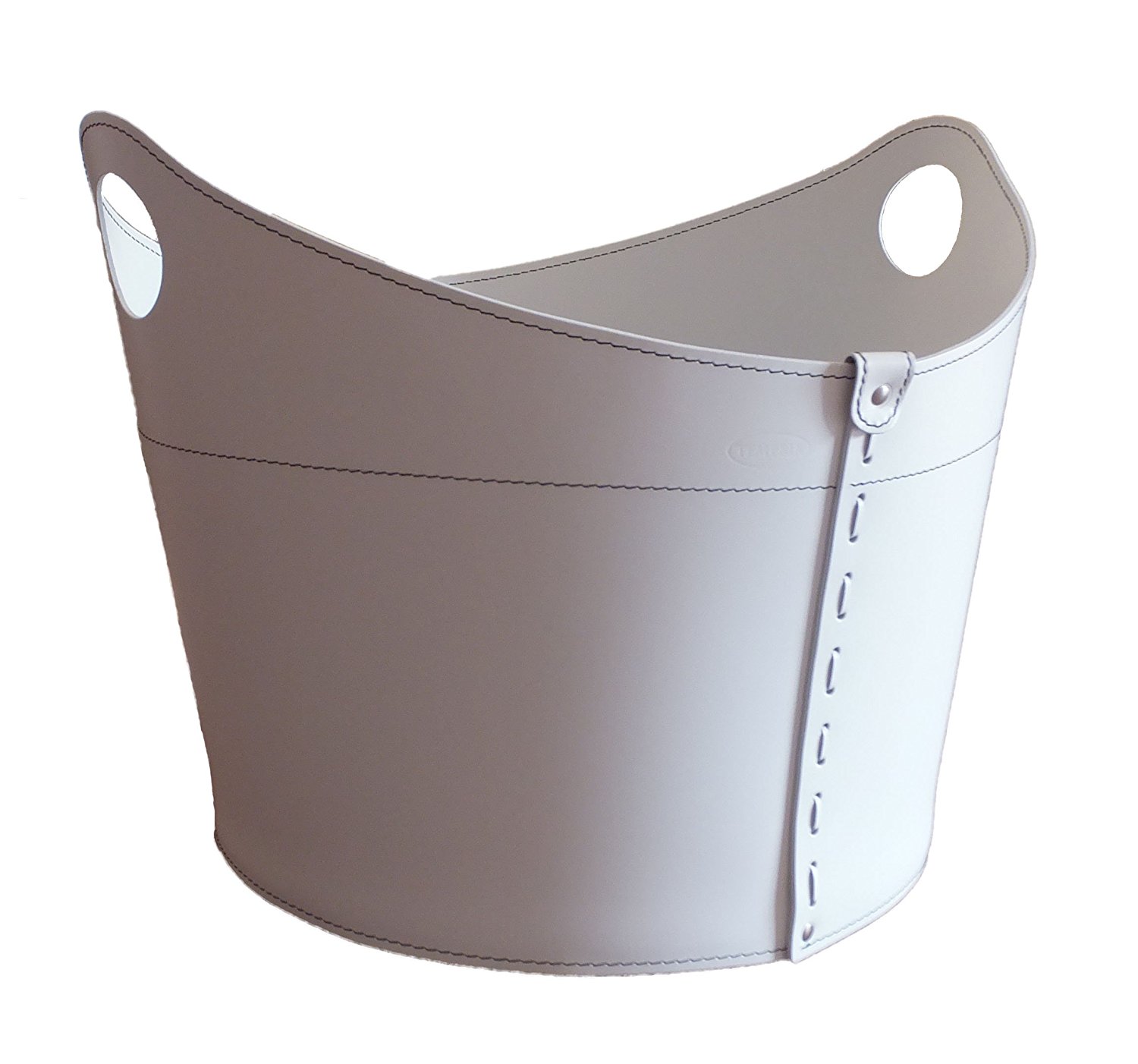 CADIN MINI Firewood Basket in leather White color, firewood storage