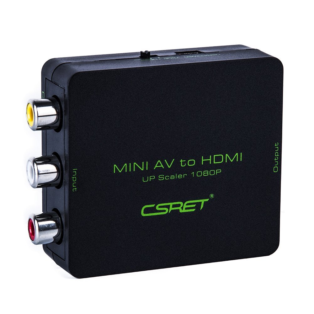 CSRET Full HD 3 RCA CVBS Composite AV to HDMI Converter Adapter Upscaler 1080P with USB Charging